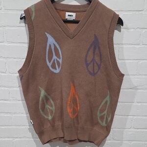 Obey Multicolor Peace Leaf Knit Vest